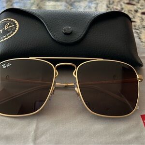 Ray-Ban Caravan Reverse Gold Frame Brown Lens Square Sunglasses